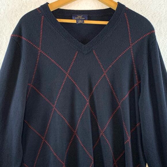 Vintage 90s Mens 100% Merino Wool Argyle Lattice Sweater Sz M Ivy League Preppy‎ - Picture 2 of 7